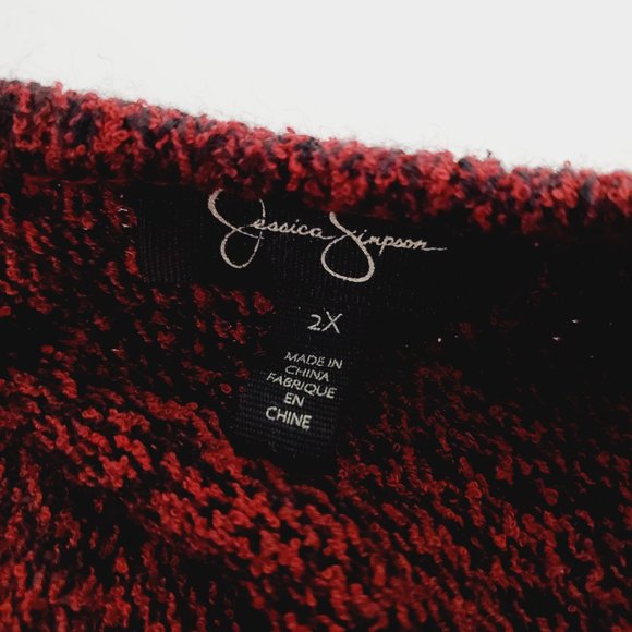 Jessica Simpson Red Off-the-Shoulder Sweater - Picture 9 of 14